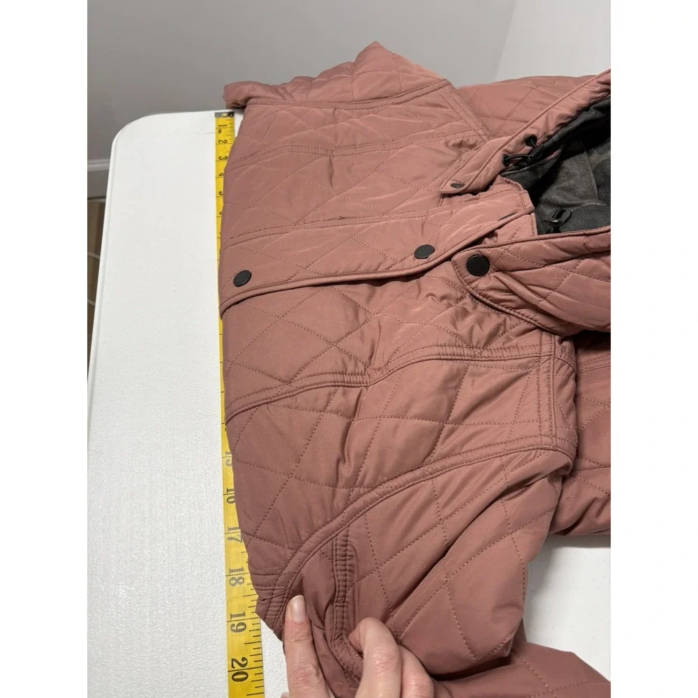 Barbour Womens Millfire Quilted Jacket Size 6 Pink Tartan Zip Up Hooded Winter - Picture 11 of 14